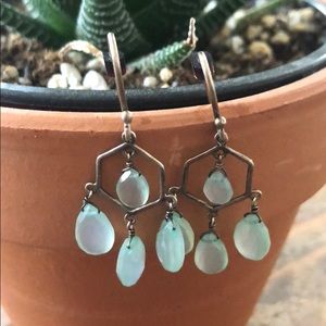 beautiful pale blue gemstone chandelier earrings.